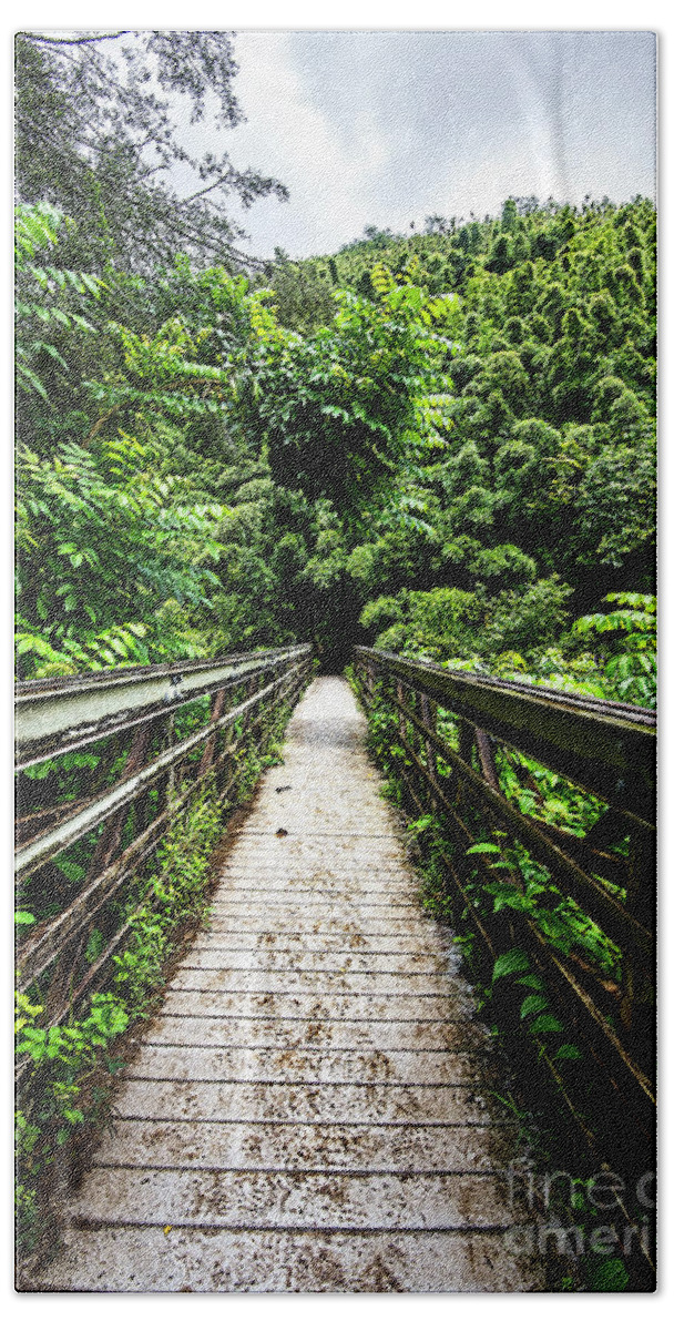 Maui Hand Towel featuring the photograph Pipiwai Trail bridge 2 by Baywest Imaging