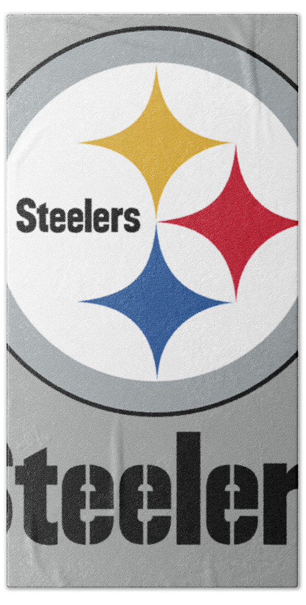 Pittsburgh Hand Towel featuring the mixed media Pittsburgh Steelers Translucent Steel by Movie Poster Prints