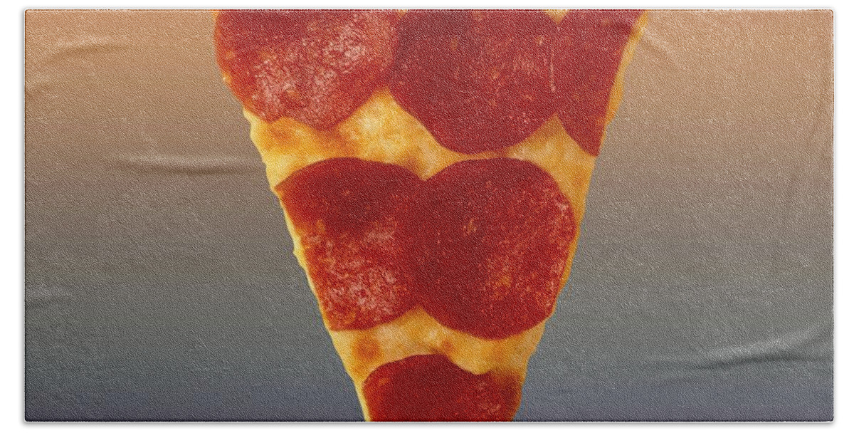 Pizza Bath Towel featuring the digital art Pizza Slice by Movie Poster Prints