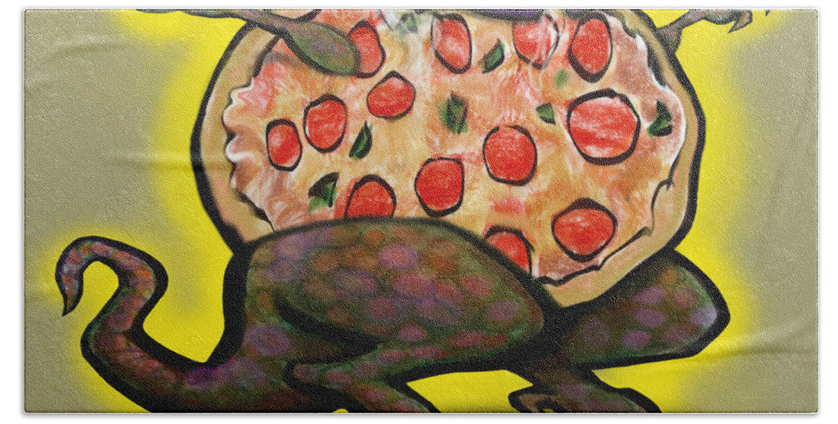 Pizza Bath Towel featuring the digital art Pizza Zilla by Kevin Middleton