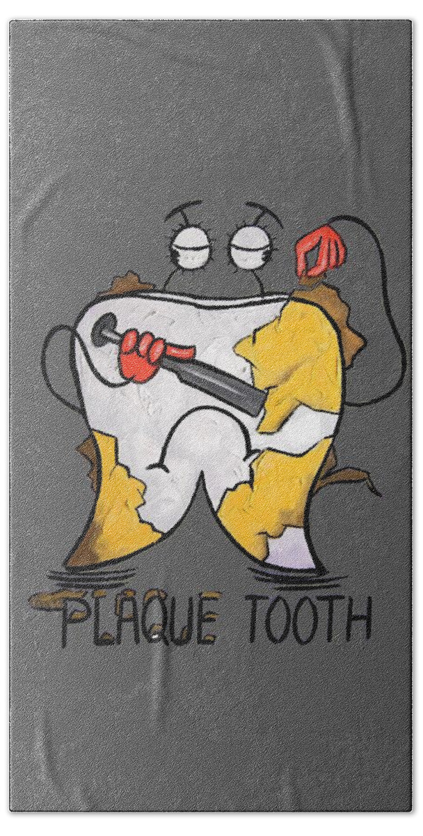 Plaque Tooth T-shirt Bath Towel featuring the painting Plaque Tooth T-shirt by Anthony Falbo