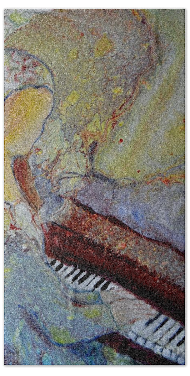 Piano Hand Towel featuring the painting Playing By Heart by Deborah Nell