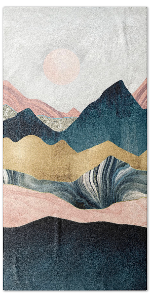 Mountains Hand Towel featuring the digital art Plush Peaks by Spacefrog Designs