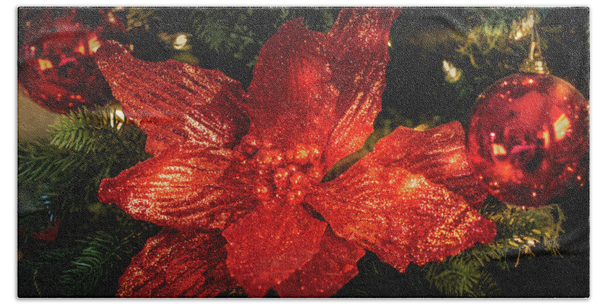 Christmas Hand Towel featuring the photograph Poinsettia by Allin Sorenson