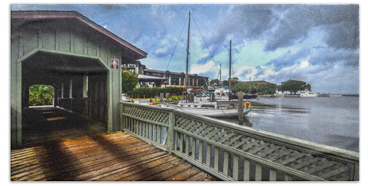 Fairhope Hand Towel featuring the photograph Point Clear Bridge by Michael Thomas