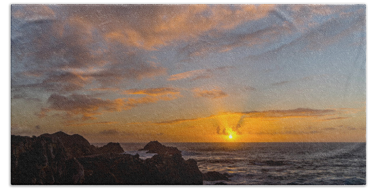 Point Lobos Bath Towel featuring the photograph Point Lobos Sunset by Derek Dean