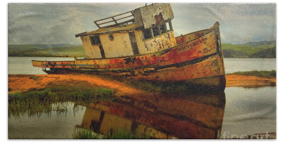 Boat Bath Towel featuring the photograph Point Reyes Shipwreck by Adam Jewell