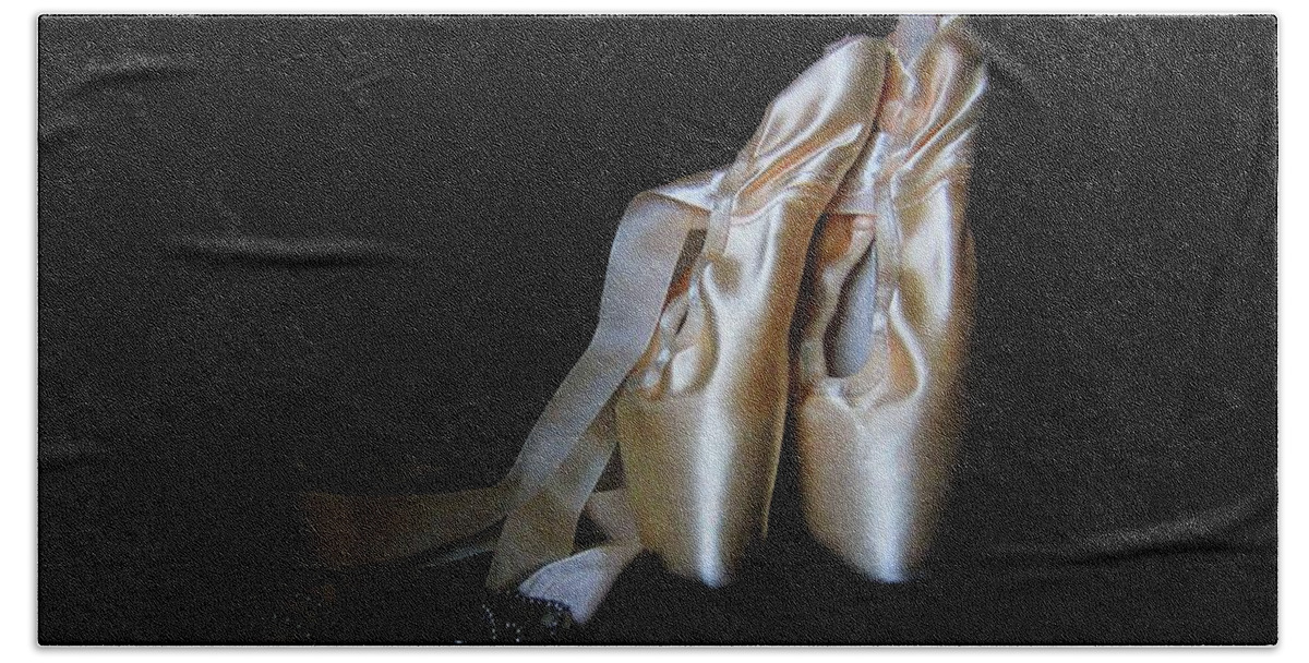 Pointe Shoes Hand Towel featuring the photograph Point Shoes and Dog Tags by Laurianna Taylor