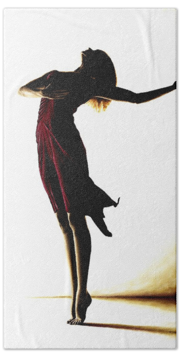 Ballet Hand Towel featuring the painting Poise in Silhouette by Richard Young