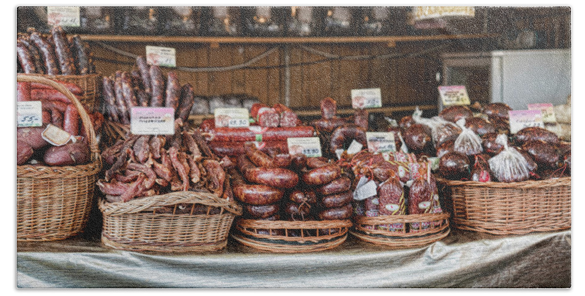 Central Europe Bath Towel featuring the photograph Poland Meat Market by Sharon Popek