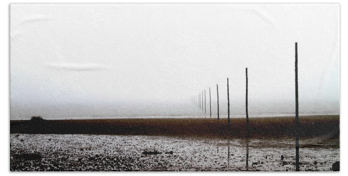 Poles Sea Lindisfarne Bath Towel featuring the photograph Poles, Lindisfarne by Ian Sanders