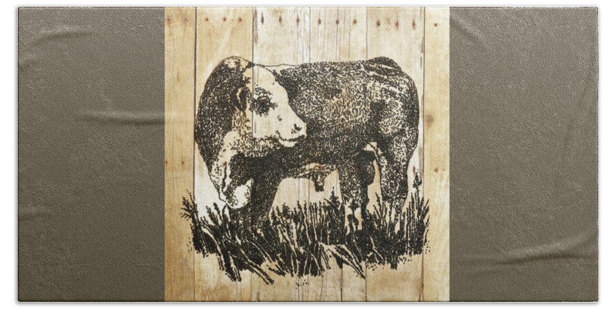 Polled Hereford Bull Bath Towel featuring the photograph Polled Hereford Bull 11 by Larry Campbell