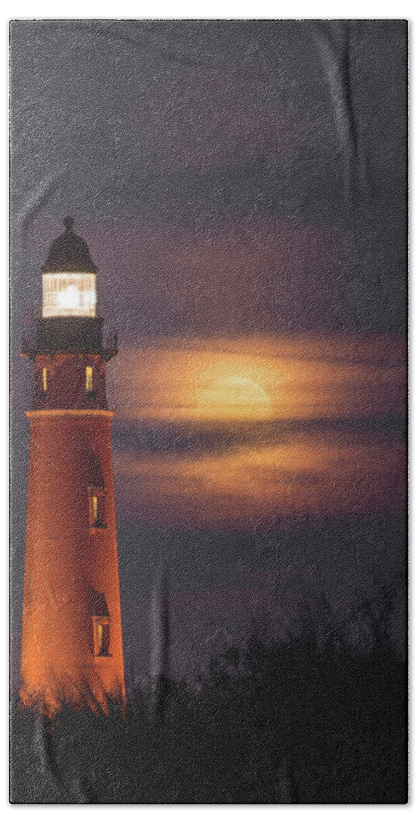 Beach Hand Towel featuring the photograph Ponce de Leon Full Moon by Norman Peay