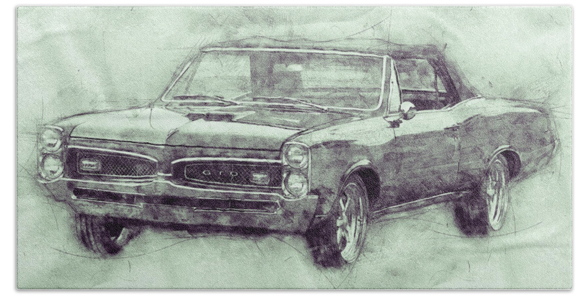 Pontiac Gto Bath Sheet featuring the mixed media Pontiac GTO 7 - 1967 - Automotive Art - Car Posters by Studio Grafiikka