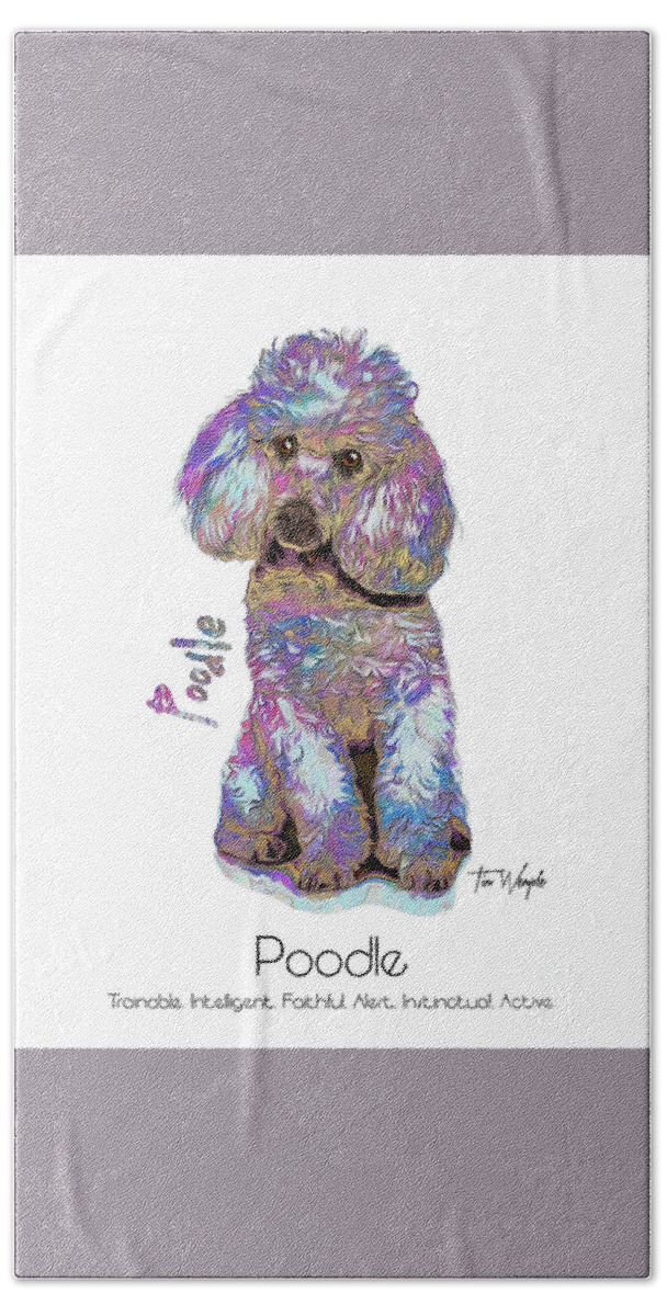 Poodle Hand Towel featuring the digital art Poodle Pop Art by Tim Wemple