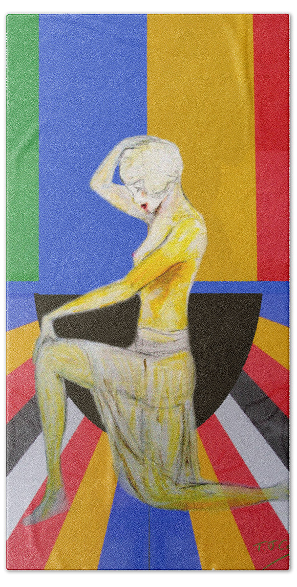 Showgirl Hand Towel featuring the painting Popart Showgirl 2 by Tom Conway