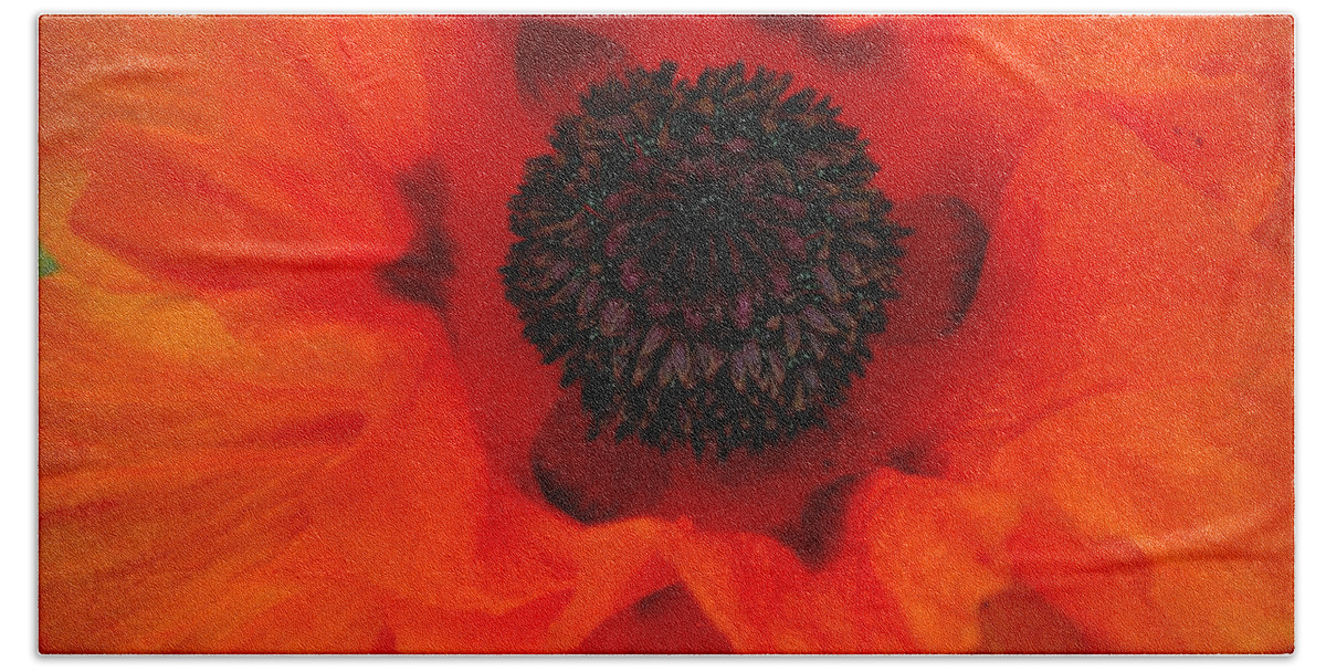 Orange Bath Sheet featuring the painting Poppy by Renate Wesley