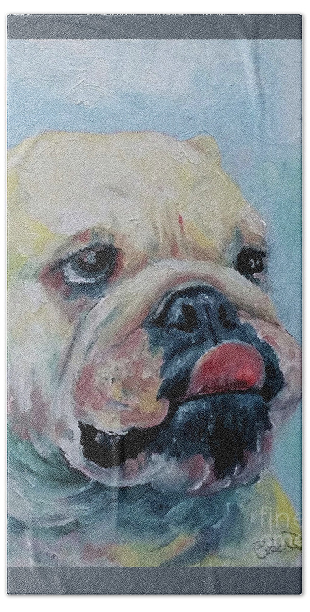 Pet Hand Towel featuring the painting Pork Chop by William Reed