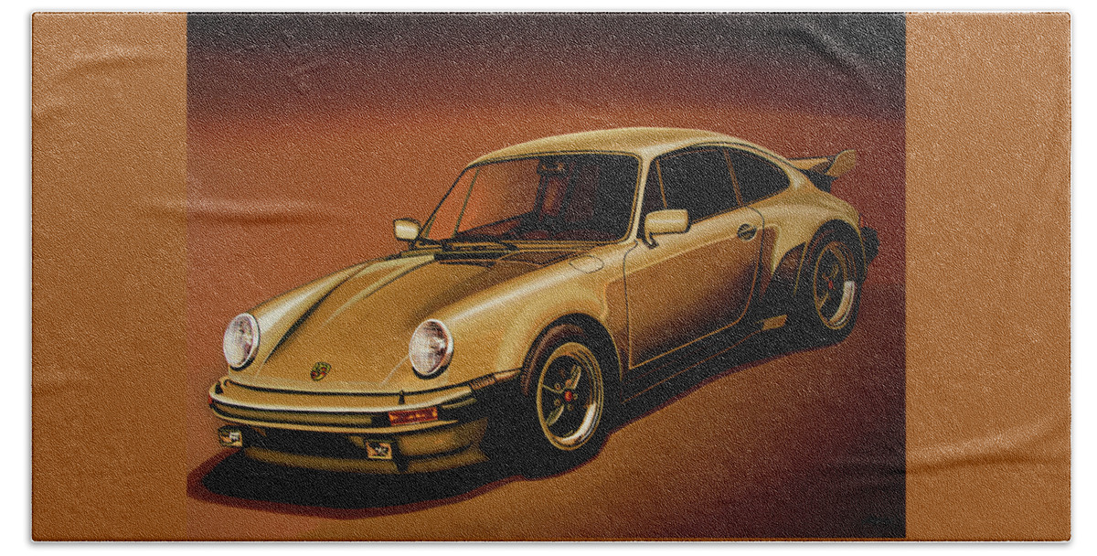 Porsche 911 Hand Towel featuring the painting Porsche 911 Turbo 1976 Painting by Paul Meijering