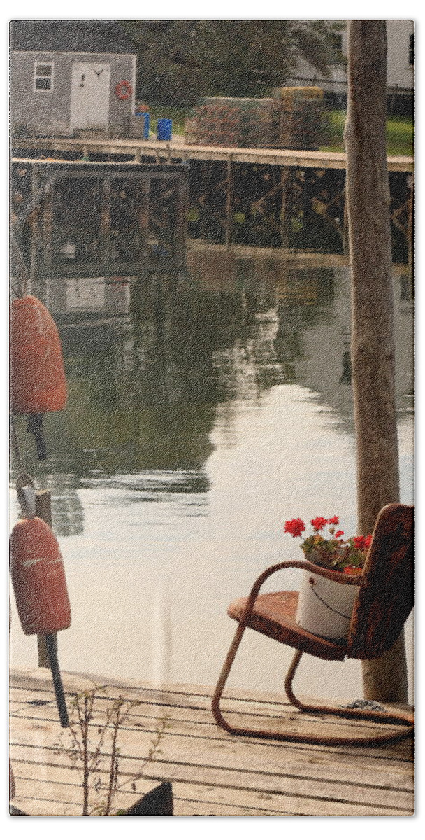 Seascape Hand Towel featuring the photograph Port Clyde Life by Doug Mills
