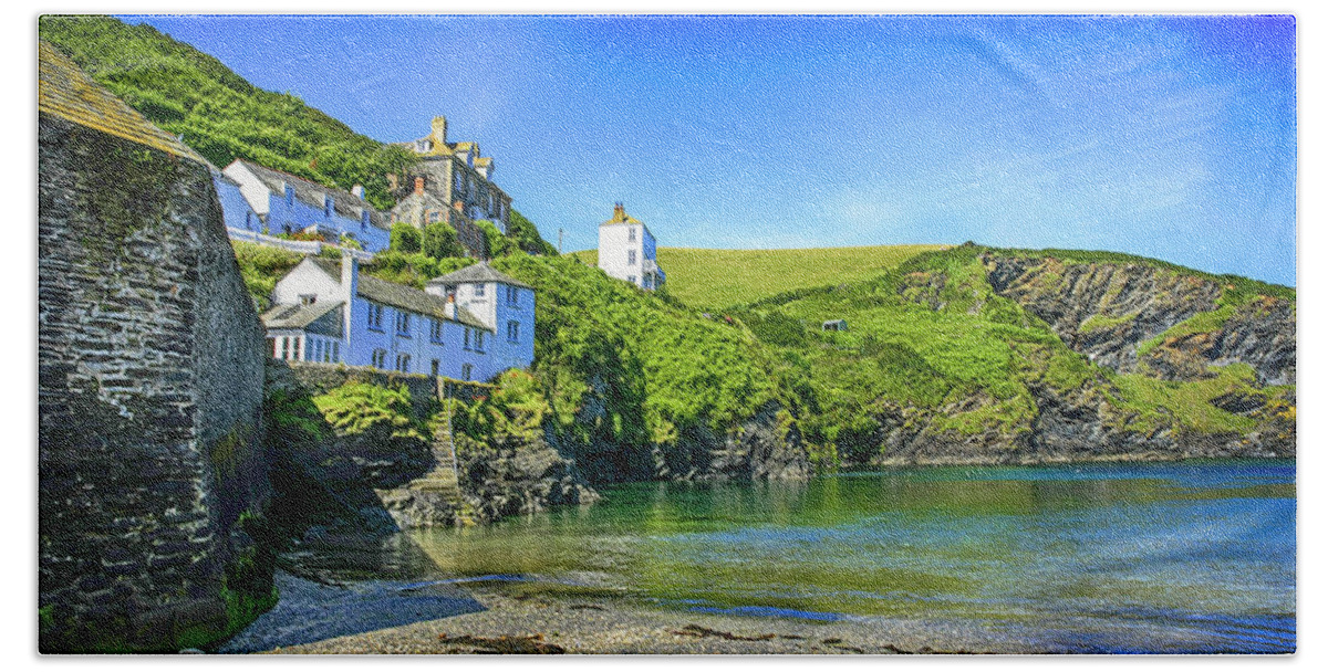 Port Hand Towel featuring the photograph Port Isaac in Cornwall, UK by Chris Smith