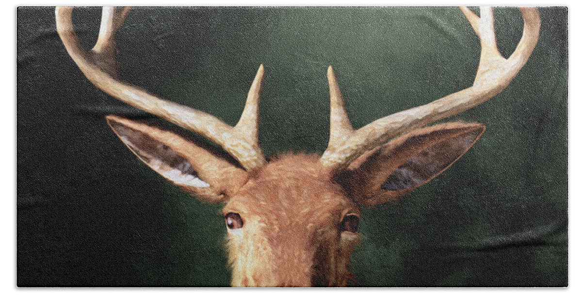 Deer Hand Towel featuring the digital art Portrait of a Buck by Daniel Eskridge