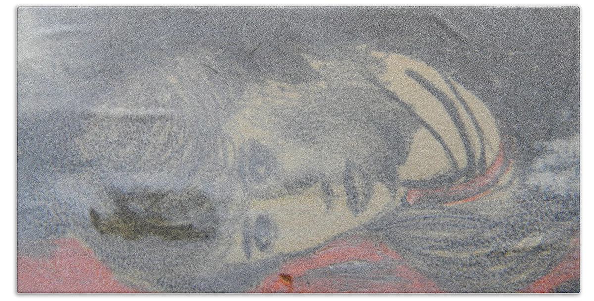 Portrait Hand Towel featuring the drawing Portrait of a Theatre Actress by Marwan George Khoury