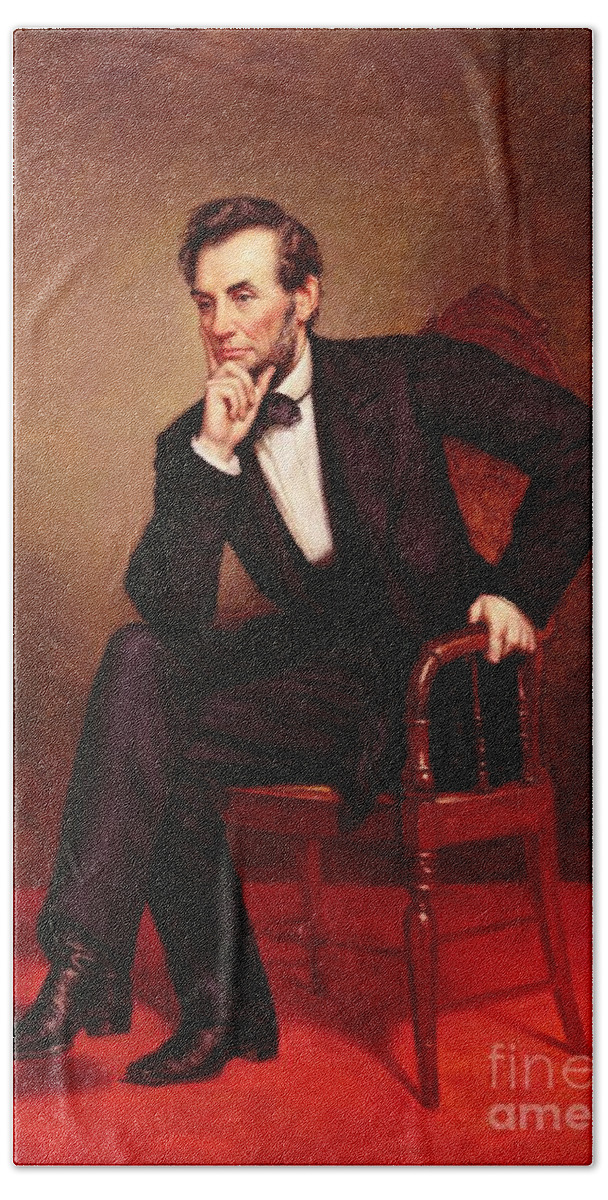 Portrait Of Abraham Lincoln (oil On Canvas) By George Peter Alexander Healy Bath Towel featuring the painting Portrait of Abraham Lincoln by George Peter Alexander Healy