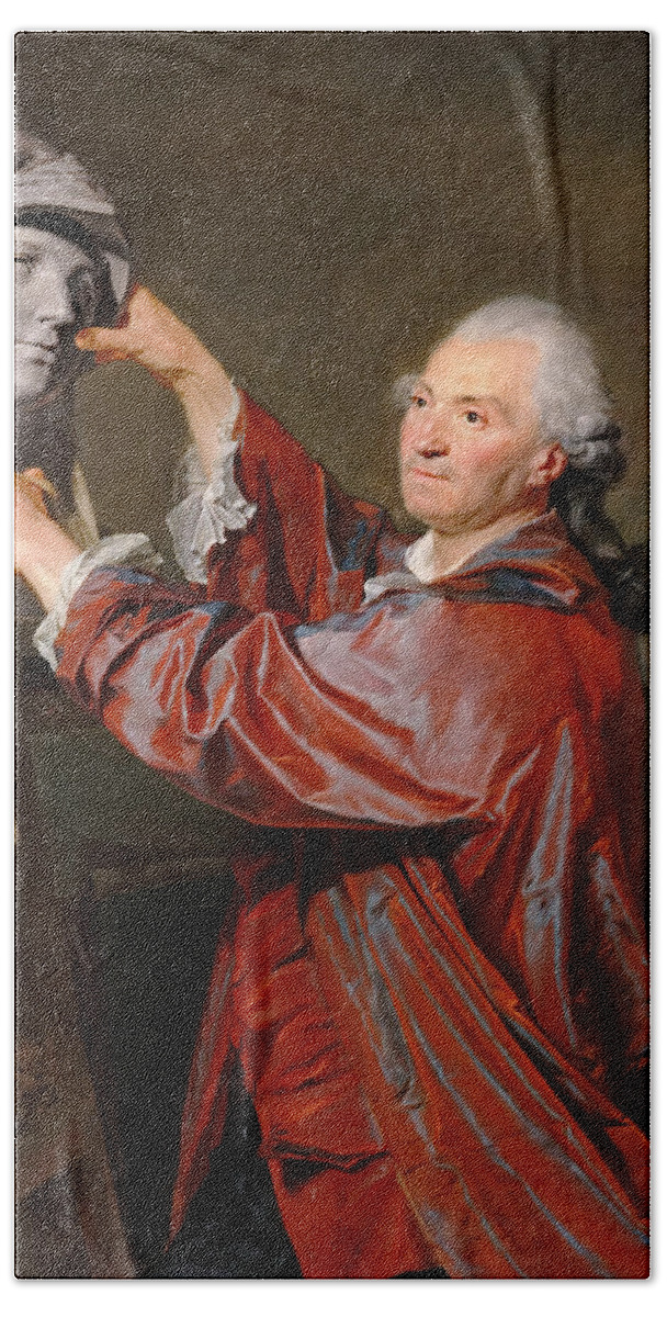 Etienne Aubry Bath Towel featuring the painting Portrait of Louis-Claude Vasse. French sculptor by Etienne Aubry