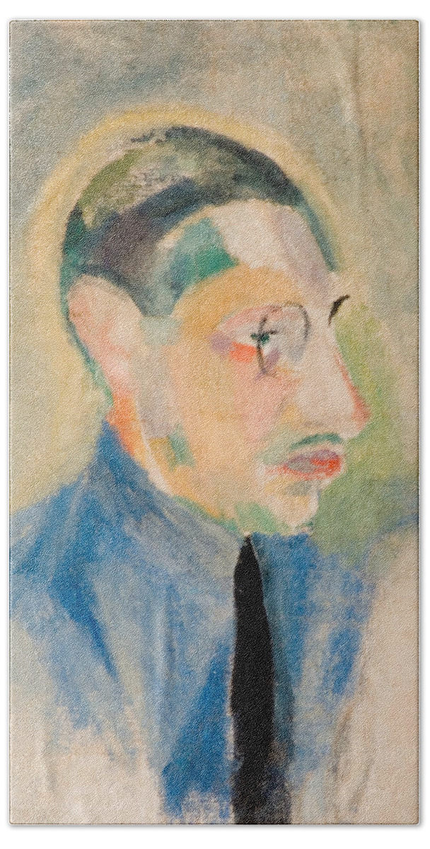 French Artist Bath Sheet featuring the painting Portrait of Stravinsky by Robert Delaunay