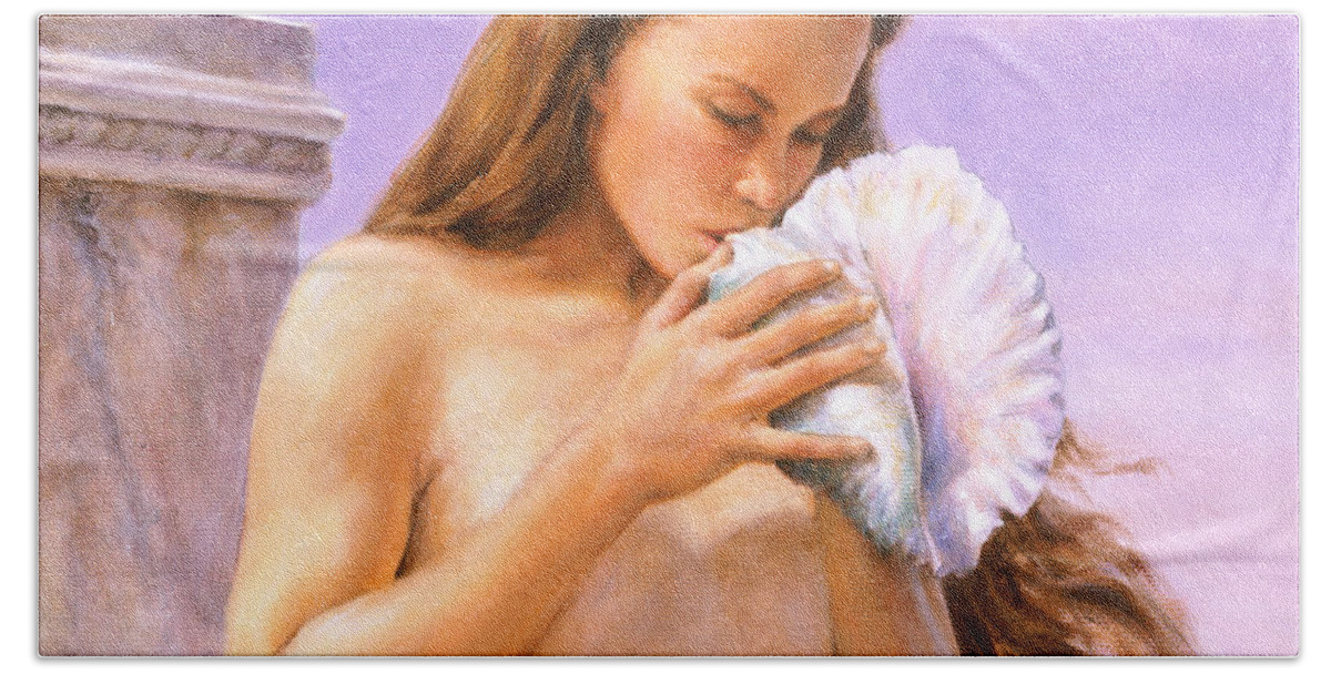 Mermaid Bath Towel featuring the painting Poseidon's Daughter by Richard Hescox