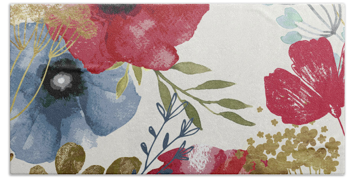 Poppies Bath Towel featuring the painting Posy Watercolor Poppies by Mindy Sommers