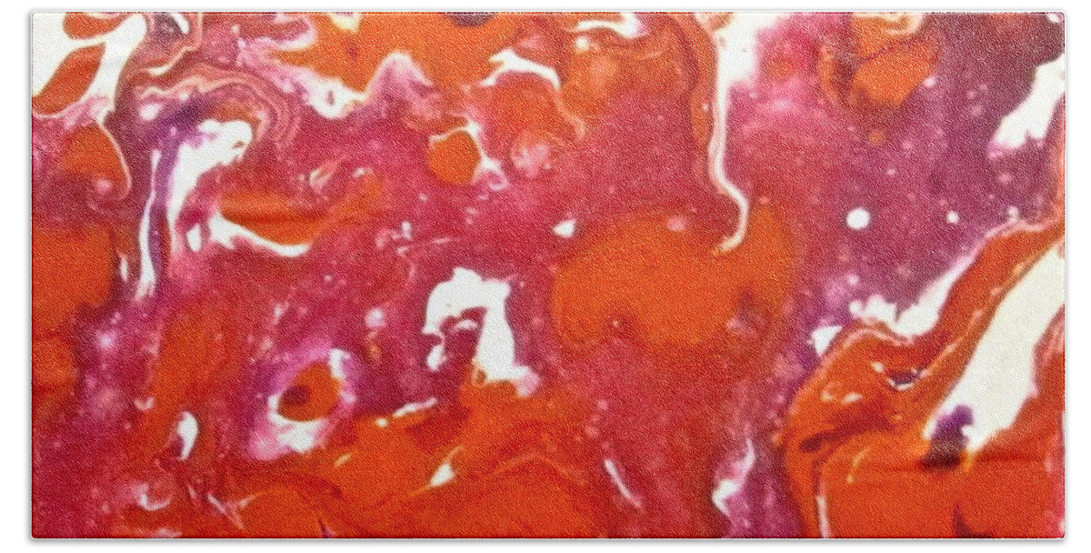 Red Bath Towel featuring the painting Pour 2 by Barbara O'Toole