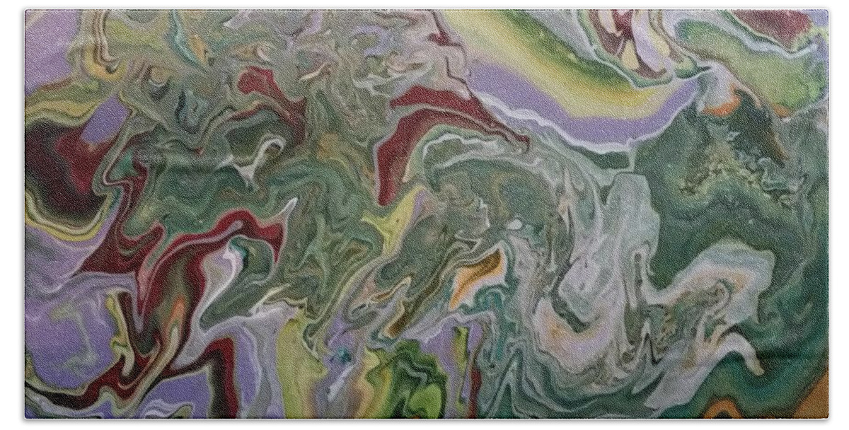  Acrylic Pour Abstract Hand Towel featuring the painting Pour 4 by Valerie Josi
