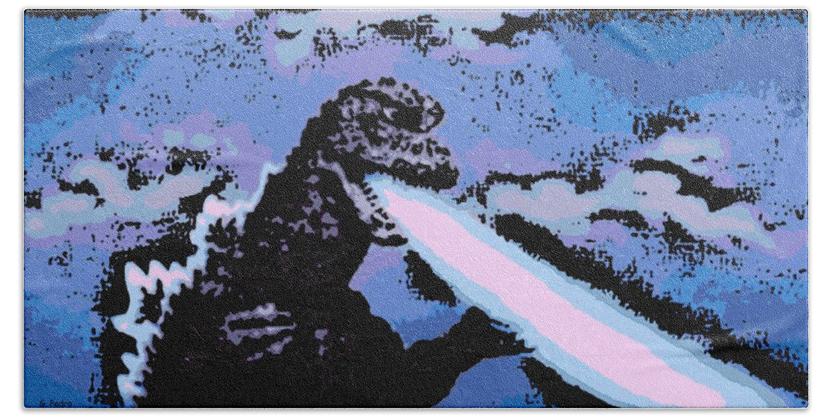 Godzilla Bath Towel featuring the photograph Power Blast by George Pedro