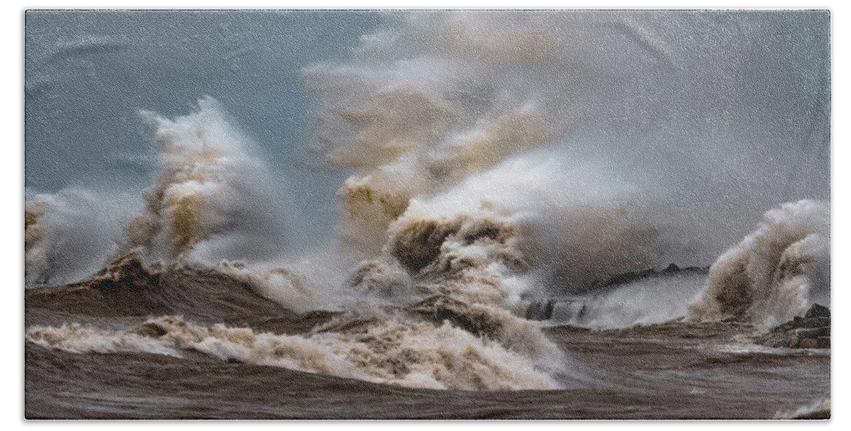 Lake Michigan Bath Towel featuring the photograph Power by Brad Bellisle