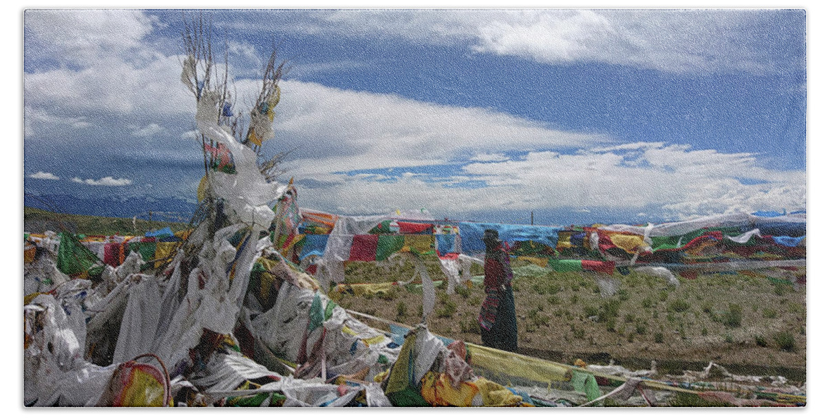Tibet Photograph Bath Towel featuring the photograph Prayer Flag In Tibet by Color Color