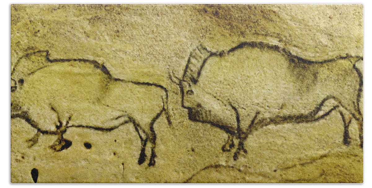 Bison Bath Towel featuring the digital art Prehistoric Bison - La Covaciella by Weston Westmoreland