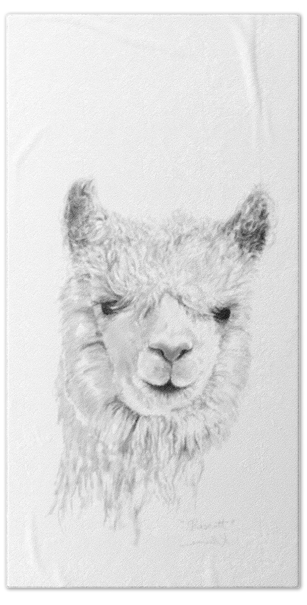 Llama Art Bath Towel featuring the drawing Prescott by Kristin Llamas