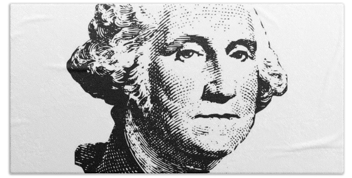 General George Washington Bath Sheet featuring the digital art President Washington by War Is Hell Store