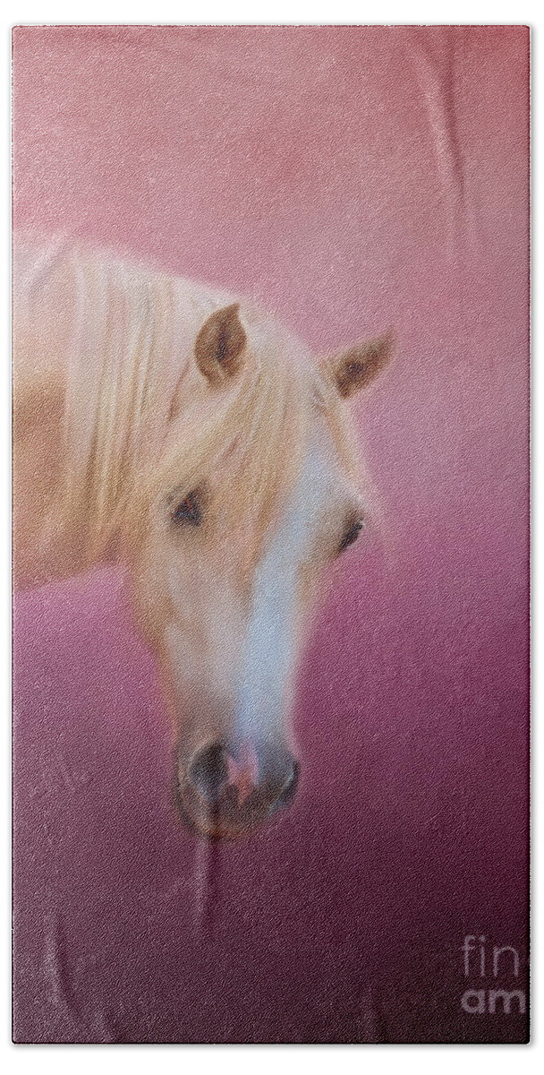 Palomino Bath Towel featuring the photograph Pretty In Pink - Palomino Pony by Michelle Wrighton