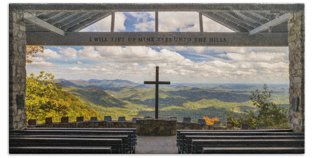 Pretty Place Chapel Hand Towel featuring the photograph Pretty Place Chapel - Blue Ridge Mountains SC by Dave Allen