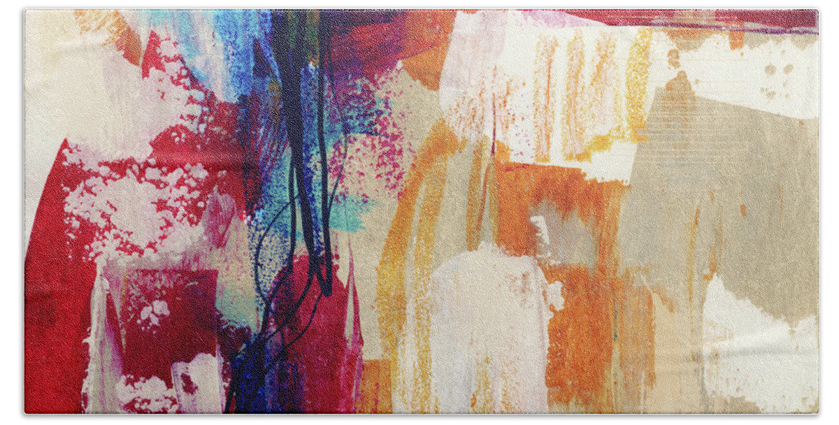 Abstract Painting Hand Towel featuring the painting Primary 2- Abstract Art by Linda Woods by Linda Woods