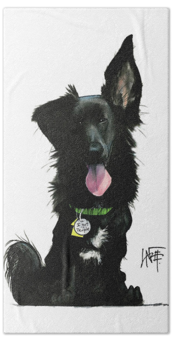 Pet Portrait Hand Towel featuring the drawing Prince 7-1480 by John LaFree