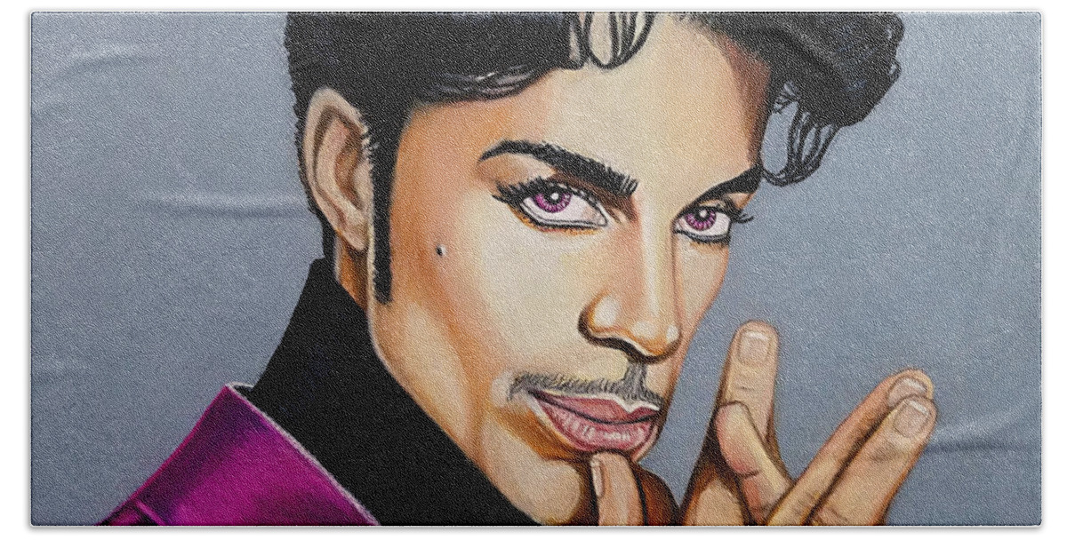 Prince Bath Towel featuring the drawing Prince Majesty by Kevin Johnson Art