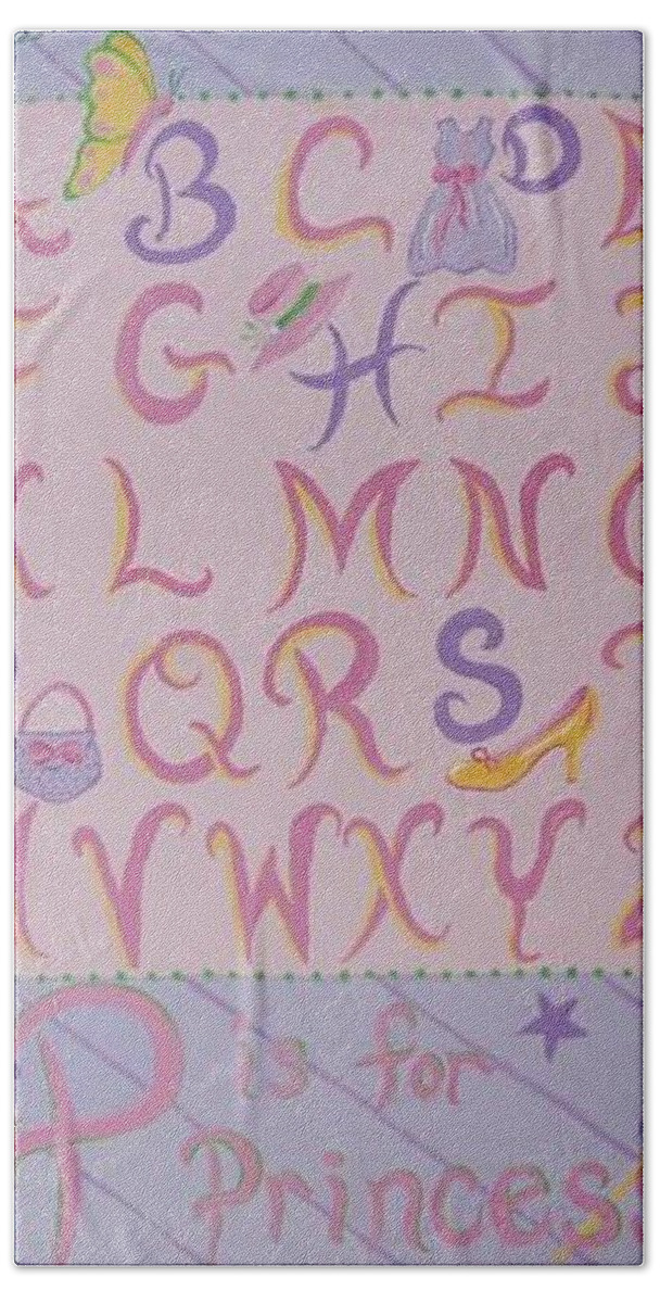Princess Hand Towel featuring the painting Princess Alphabet by Valerie Carpenter