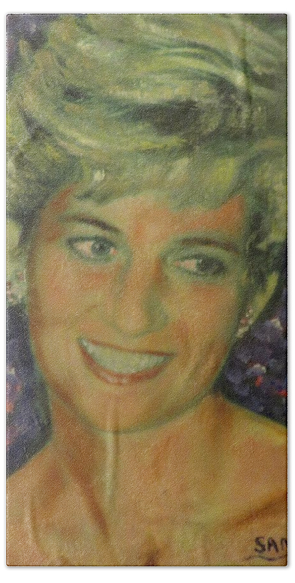 Royal Hand Towel featuring the painting Princess Diana by Sam Shaker