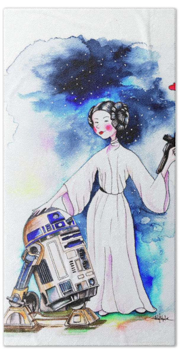 Princess Hand Towel featuring the painting Princess Leia Illustration by Isabel Salvador