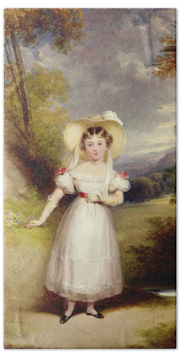 Princess Bath Towel featuring the painting Princess Victoria aged nine by Stephen Catterson the Elder Smith