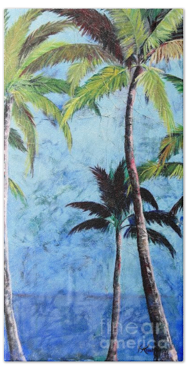 Princeville Palms Bath Towel featuring the painting Princeville Palms by Kristen Abrahamson